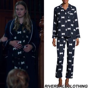 NWT Kate Spade Bow Long Flannel Pajama Set | Dream a Little Dream | S | 5091264F